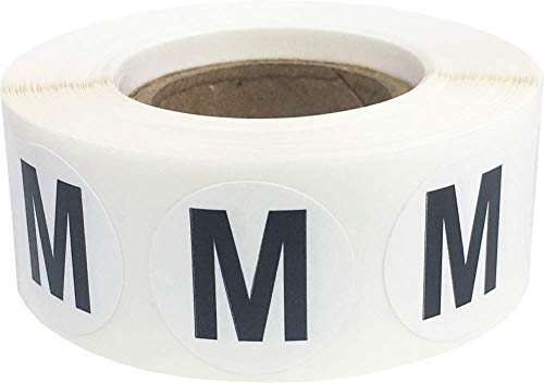 Letter M Inventaretiketten .75 Zoll-runder Kreis-Punkt-500 Adhesive Aufkleber von InStockLabels.com