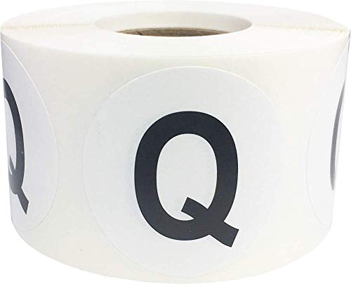 Letter Q Inventaretiketten 1,5-Zoll-runde Kreis-Punkt-500 Adhesive Aufkleber von InStockLabels.com