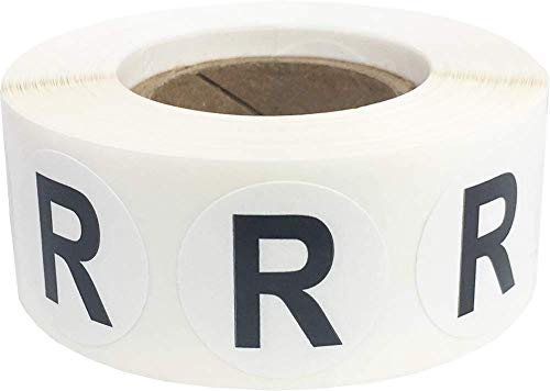 Letter R Inventaretiketten .75 Zoll runder Kreis-Punkt-500 Adhesive Aufkleber von InStockLabels.com