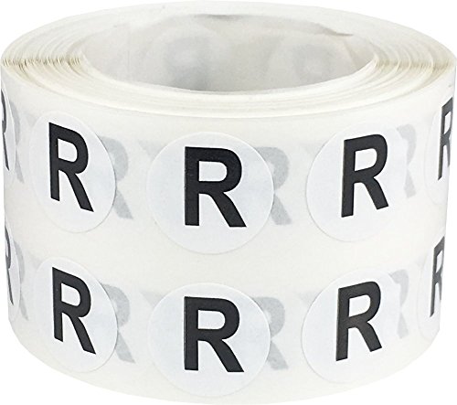 Letter R Inventaretiketten 0,5 Zoll-runder Kreis-Punkte 1000 Adhesive Aufkleber von InStockLabels.com