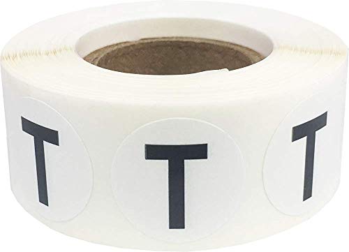 Letter T Inventaretiketten .75 Zoll runder Kreis-Punkt-500 Adhesive Aufkleber von InStockLabels.com