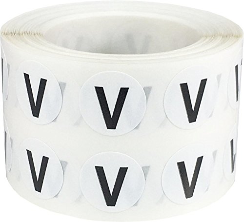 Letter V Inventaretiketten 0,5 Zoll-runder Kreis-Punkte 1000 Adhesive Aufkleber von InStockLabels.com