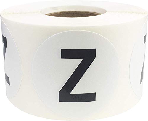 Letter Z Inventaretiketten 1,5-Zoll-runde Kreis-Punkt-500 Adhesive Aufkleber von InStockLabels.com