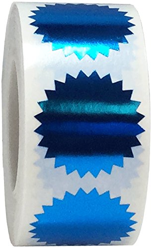 Metallic Blau Farbcodierung Starburst Siegeletiketten für die Organisation Inventar 1 Zoll runden Kreis-Punkte 500 Gesamt Adhesive Aufkleber auf einer Rolle von InStockLabels.com