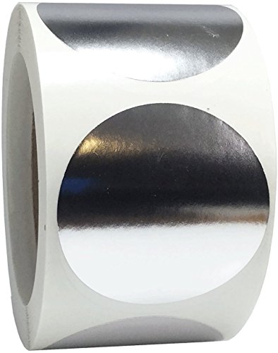 Metallic Silver Farbcodierschilder für die Organisation Inventar 2.5 Zoll runden Kreis-Punkte 500 Gesamt Adhesive Aufkleber auf einer Rolle von InStockLabels.com