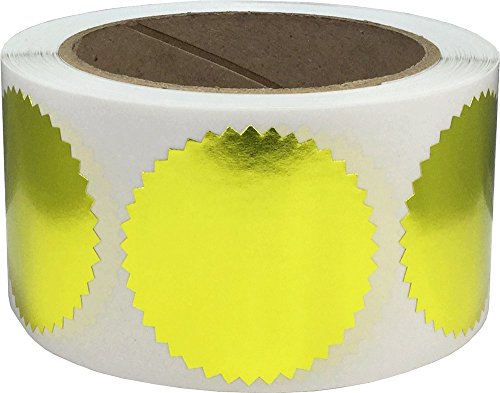 Metallische Goldene Siegel Etiketten, 51 mm 2 Zoll Glänzende Zertifikats Aufkleber 500 Packung von InStockLabels.com