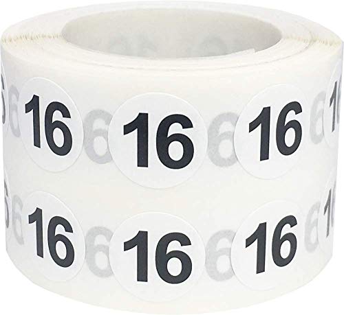 Nummer 16 Inventaretiketten 0,5 Zoll-runder Kreis-Punkt-500 Adhesive Aufkleber von InStockLabels.com