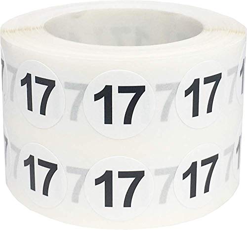 Nummer 17 Inventaretiketten 0,5 Zoll-runder Kreis-Punkt-500 Adhesive Aufkleber von InStockLabels.com