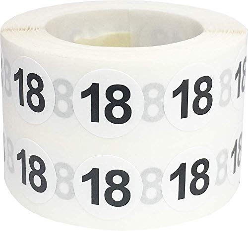 Nummer 18 Inventaretiketten 0,5 Zoll-runder Kreis-Punkt-500 Adhesive Aufkleber von InStockLabels.com