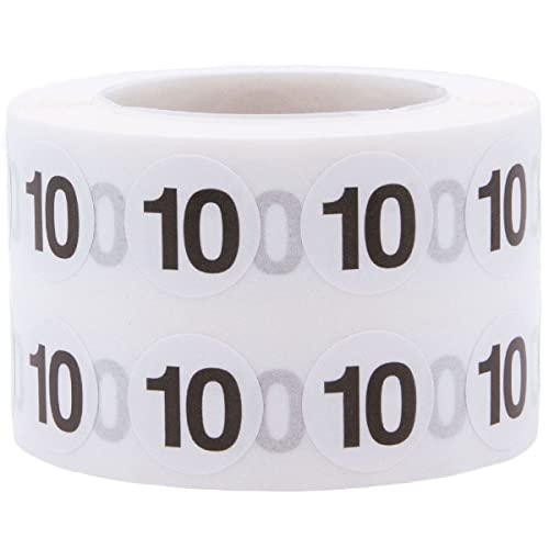 Nummern 10 Kreis Etiketten, 13 mm 1/2 Zoll Inventar Aufkleber 1000 Packung von InStockLabels.com