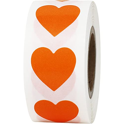 Orange Herz-Aufkleber, 19 mm, zum Valentinstag, 500 Stück von InStockLabels.com