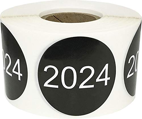 Schwarz 2024 Kreis-Aufkleber, 1,5 Zoll-Runde, 500 Etiketten auf einer Rolle von InStockLabels.com