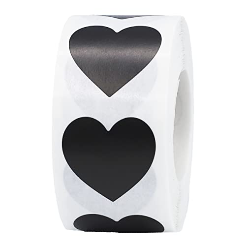 Schwarz-Herz-Aufkleber Valentinstag Crafting Scrapbooking 1 Zoll 500 Adhesive Aufkleber von InStockLabels.com