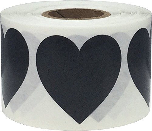 Schwarz-Herz-Aufkleber Valentinstag Crafting Scrapbooking 1.5 Zoll 500 Adhesive Aufkleber von InStockLabels.com