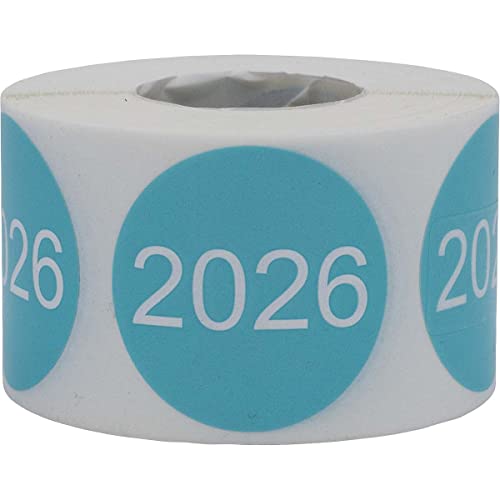 Teal 2026 Year Stickers 1.5 Inch Circle Dots 500 Total Labels von InStockLabels.com