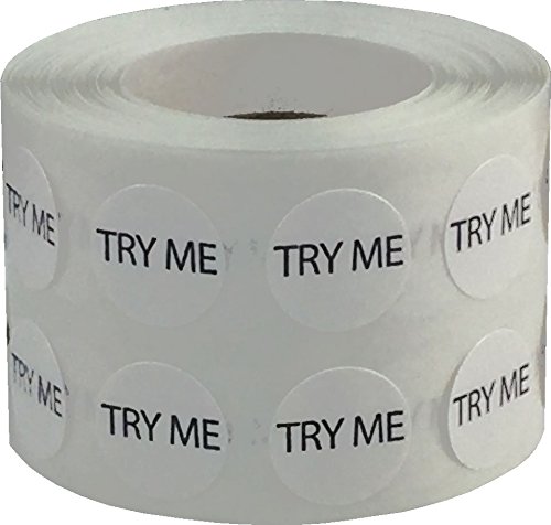 Weiße Probiert Mich Try Me Aufkleber, 13 mm 1/2 Zoll Punkt Etiketten 1000 Packung von InStockLabels.com