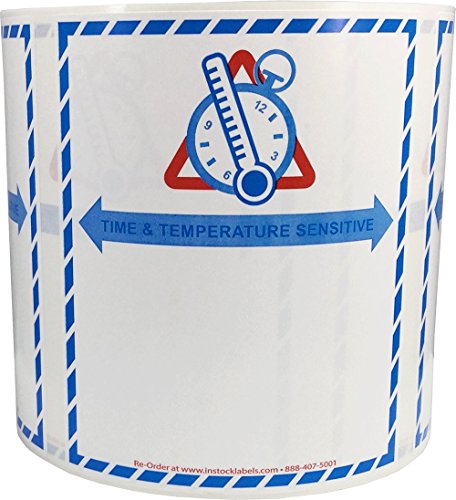 Zeit temperaturempfindliche Etiketten 4 x 4 3/4 Zoll 500 Adhesive Aufkleber von InStockLabels.com