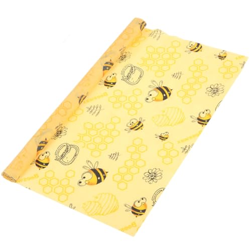 Bienenwachs-Wraps, 1 Rolle Wiederverwendbares Öko-Lebensmittel-Geschenkpapier, Lebensmittelaufbewahrung für Sandwich, Brot, Obst, Waschbare Schüsselabdeckungen, Baumwolle von Inanhoo