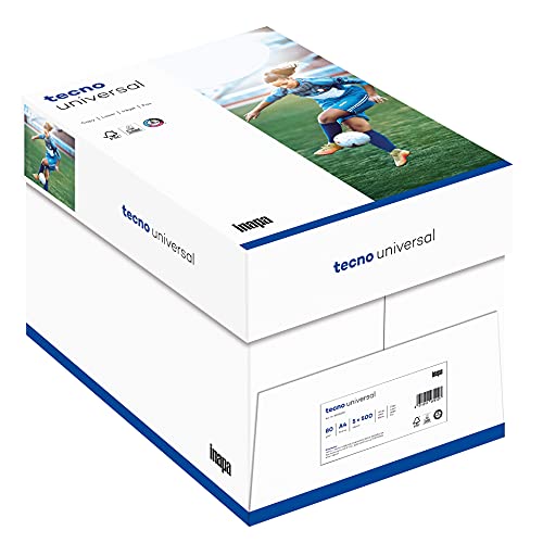 inapa Drucker-/ Kopierpapier tecno Universal: 80 g/m², A4, 2.500 Blatt (5x500), weiß – Allround-Papier von inapa