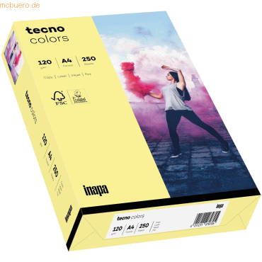 Inapa Multifunktionspapier tecno colors Pastell A4 120g/qm VE=250 Blat von Inapa