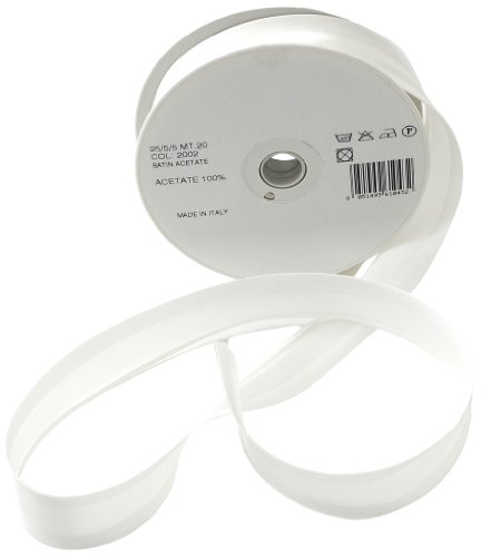 Inastri 25/5/5 mm Azetat-Satin Schrägband, hochzeitsweiß 2002 von Inastri