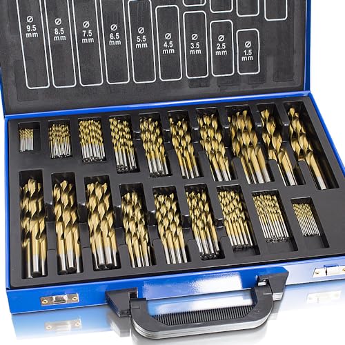 Bohrer Set 230 Teiliges TITAN TiN HSS Metallbohrer Spiralbohrer Holzbohrer Feinbohrer Set 1-10mm von BITUXX