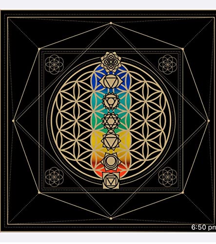 Indian Consigners 7 Chakra-Alter-Tuch, Hexa-Altar-Abdeckung, Tarot-Streu, Hexerei, 45 x 45 cm von Indian Consigners