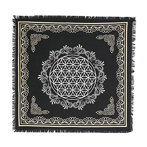 Indian Consigners Blume des Lebens geometrisch Altar Tuch Hexerei Hexerei Tischdecke Ändern Heilig Tischtuch Spirituell Buchstabieren Hexe Tarot-Spread 24" (Blume des Lebens Gold Silber)... von Indian Consigners