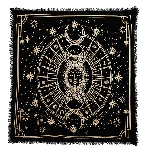 Indian Consigners Moon Phases Altar Cloth Celestical Tarot Deck Alter Square Wall Hanging Tablecloth Sacred Place Home Décor Moon Faces von Indian Consigners