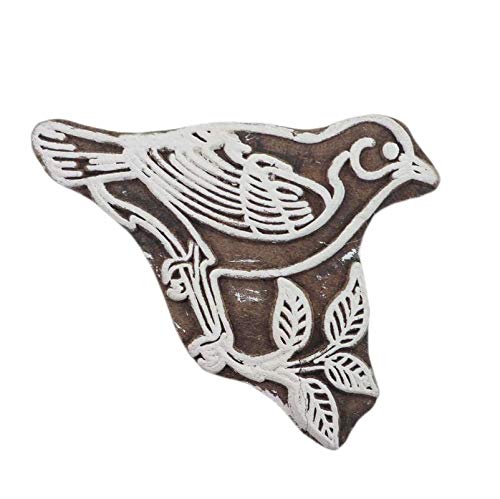 Holzstempel, Motiv: Vogel geschnitzt, indischer Druck, Textil-Bordüre von Indian Fashion Hut