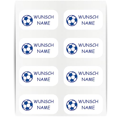 Namensaufkleber - 23x12mm für Wäscheetiketten - 60 Stück - blau - Fussball - Kleidung Namen Aufkleber Textilien - Schulkleidung Kleidungsetiketten - individuell personalisiert - kein Bügeln von Indigos