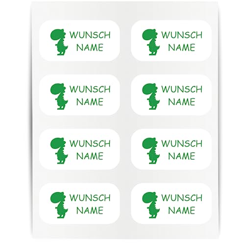 Namensaufkleber - 23x12mm für Wäscheetiketten - 60 Stück - grün - Dino - Kleidung Namen Aufkleber Textilien - Schulkleidung Kleidungsetiketten - individuell personalisiert - kein Bügeln von Indigos