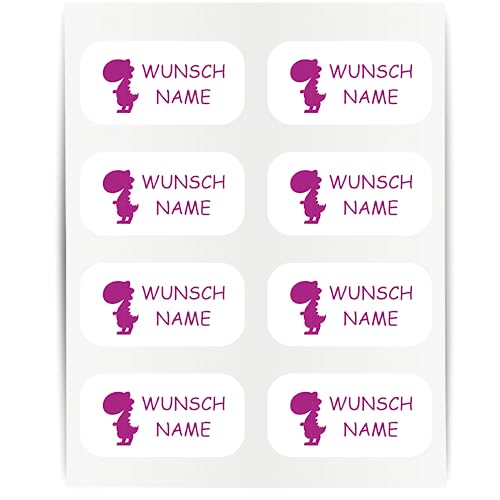 Namensaufkleber - 23x12mm für Wäscheetiketten - 60 Stück - lila - Dino - Kleidung Namen Aufkleber Textilien - Schulkleidung Kleidungsetiketten - individuell personalisiert - kein Bügeln von Indigos