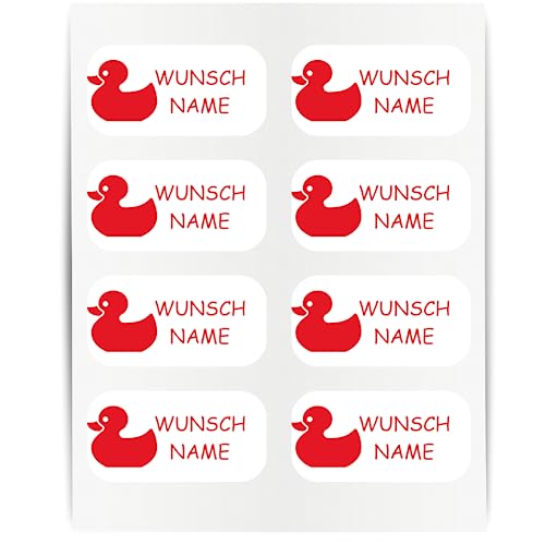 Namensaufkleber - 23x12mm für Wäscheetiketten - 60 Stück - rot - Schwimmente - Kleidung Namen Aufkleber Textilien - Schulkleidung Kleidungsetiketten - individuell personalisiert - kein Bügeln von Indigos