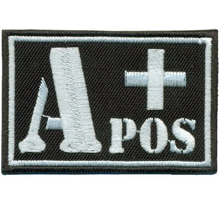 A+POS wh Blutgruppe Positiv Military Survivor Biker Rotkreuz Abzeichen Aufnäher von Individual Software