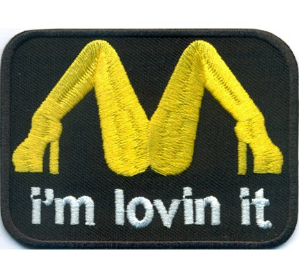 MC Pussy Donalds Im Lovin It GoGo Girl Rockabilly Biker Heavy Metal Aufnäher Patch von Individual Software