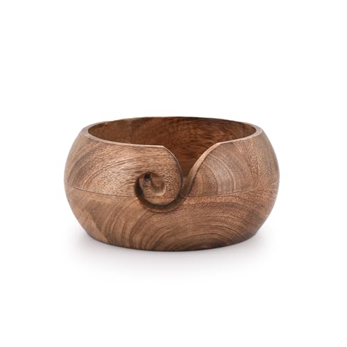 Indus Lifespace Garnschale aus Holz, handgefertigt von indischen Kunsthandwerkern mit hochwertigem Mangoholz zum Stricken und Häkeln (15,24 cm x 15,24 cm x 7,62 cm) von Indus Lifespace