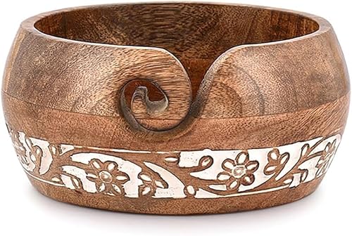 Indus Lifespace Yarn Storage Mango wood Yarn Bowl for Crocheting | Crochet/Knitting Yarn Bowls Best Gift from Craft Supplies (15.24cm x 15.24cm x 7.62cm) von Indus Lifespace