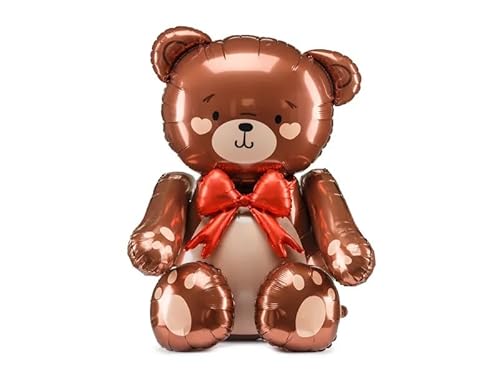 Riesen Teddybär Folienballon braun mit roter Schleife 59x88cm stehend von Inevitable