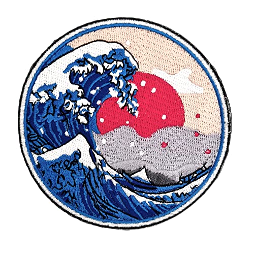 INFANTRYPRO Aufnäher zum Aufbügeln, Manga, Welle, Kanagawa, japanisch, Hokusai, Asien, Qualität, Militär-Patch, zum Aufbügeln oder Aufnähen, Airsoft-Patch, Biker – Velkro-Patch siehe unten von InfantryPro