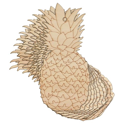 10 x Holz-Ananas-Form, 3 mm dick, tropische Lebensmittelpflanze, Rebe (10 x 4,8 cm, Loch oben mittig) von Infinite Crafts Design Resources