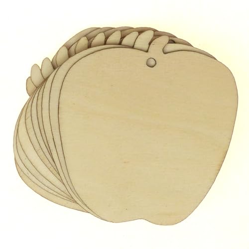 10 x Holz-Apfel, ohne Blatt, Bastelform, 3 mm, Pflanzen, Garten, Naturbäume (6 x 5,6 cm, Loch oben mittig) von Infinite Crafts Design Resources