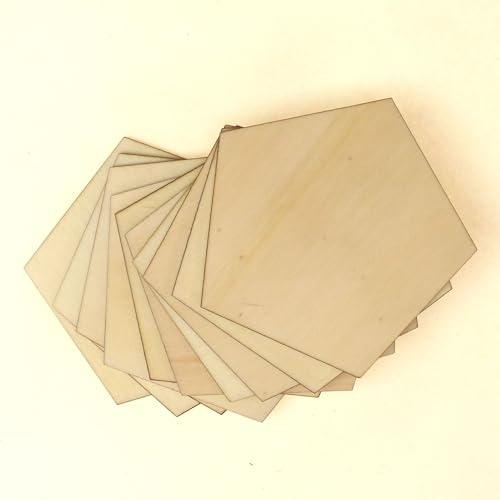 10 x Holz-Fentagon-Form, 3 mm, Sperrholz, geometrisch, 5-seitig, normal (8 x 8,4 cm, ohne Loch) von Infinite Crafts Design Resources