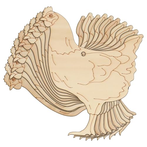 10 x Holz-Huhn, französische Henne, stehend, genaue Bastelform, 3 mm Schichten, Bauernhoftiere (10 x 8 cm, Loch oben mittig) von Infinite Crafts Design Resources