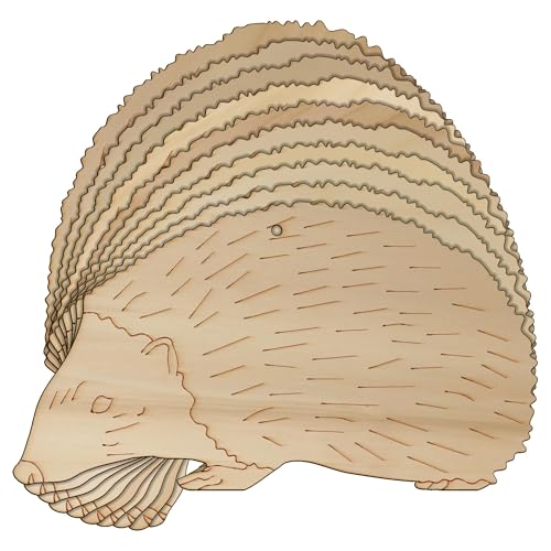 10 x Holz-Igel, europäische Akurat-Bastelform, 3 mm, Wildtiere, 10 x 18 cm, Loch oben in der Mitte von Infinite Crafts Design Resources