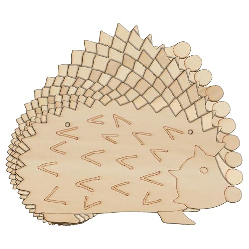 10 x Holz-Igel, europäische Comic-Bastelform, 3 mm, Wildtiere, 8 x 14,4 cm, 2 Löcher an der Oberseite von Infinite Crafts Design Resources