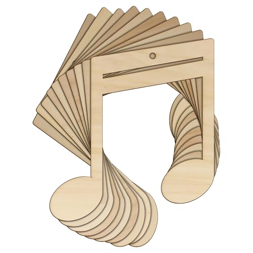 10 x Holz-Musiknoten, Balken, doppelte Bastelform, 3 mm lagig, Unterhaltung (20 x 18 cm, Loch oben mittig) von Infinite Crafts Design Resources