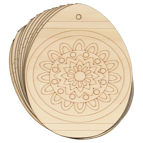 10 x Holz-Osterei mit Mandala-Blumenmuster, Bastelform, 3 mm Ply(20 x 16 cm, Loch oben mittig) von Infinite Crafts Design Resources