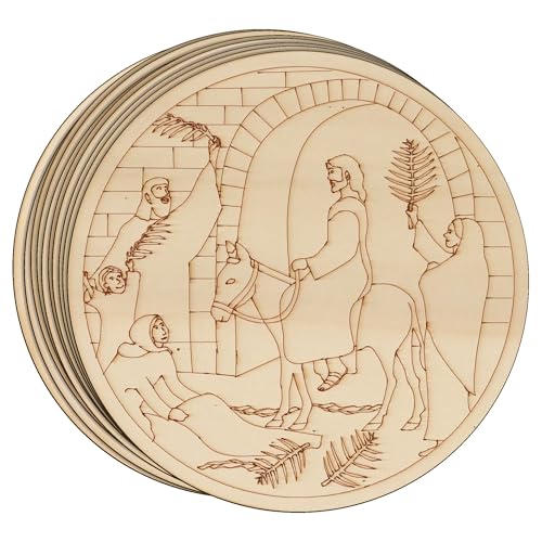 10 x Holz-Scheibe "Jesus tritt Jerusalem" ein, 3 mm lagig, christliches Ostern (15 x 15 cm, ohne Loch) von Infinite Crafts Design Resources