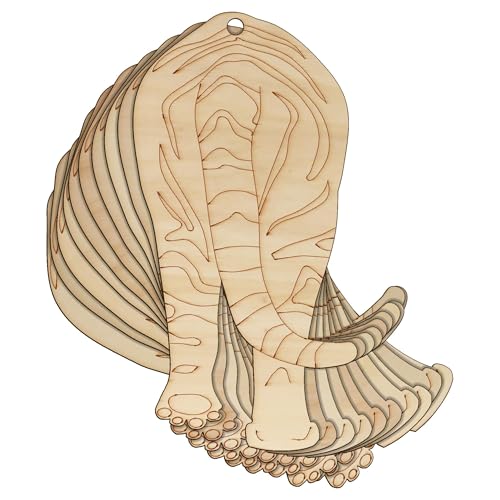 10 x Holz-Tiger, gehender Heckschwanz, Bastelform, 3 mm, Safari-Tiere (15 x 7,5 cm, Loch oben mittig) von Infinite Crafts Design Resources